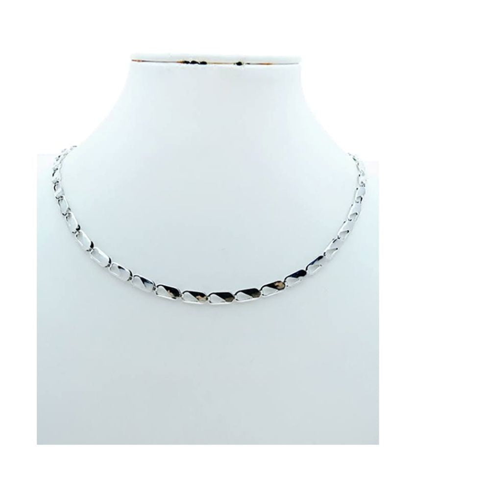 Stainless Steel Silver Cutout Chain Necklace