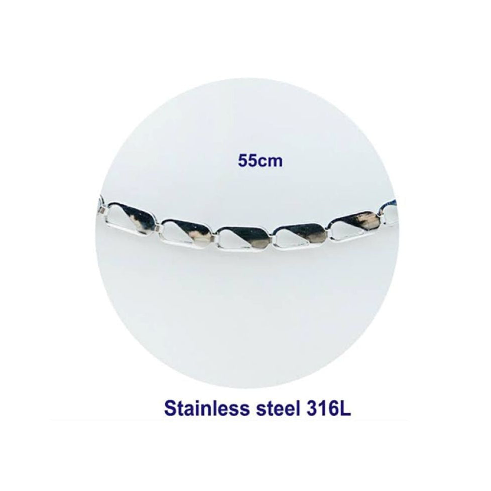 Stainless Steel Silver Cutout Chain Necklace