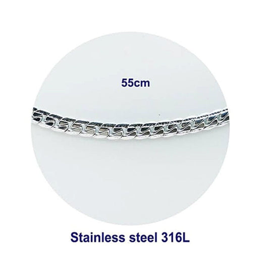 Stainless Steel Flat Cuban Chain Necklace