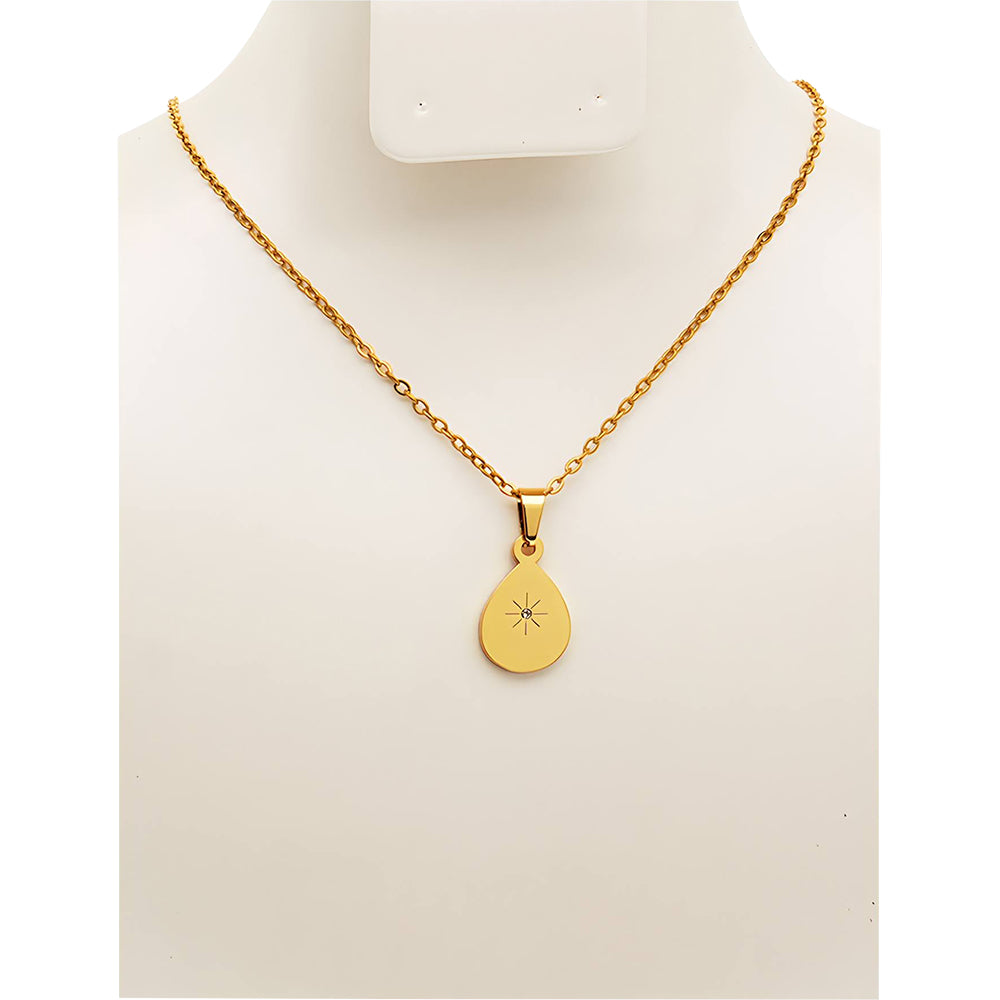 Stainless Steel Star Disc Pendant Necklace