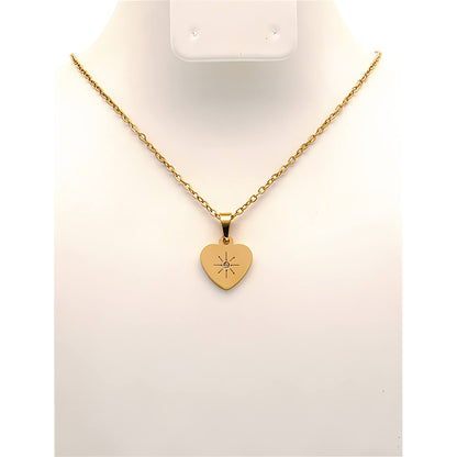 Stainless Steel Star Heart Disc Pendant Necklace