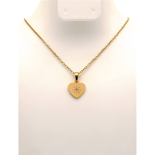Stainless Steel Star Heart Disc Pendant Necklace