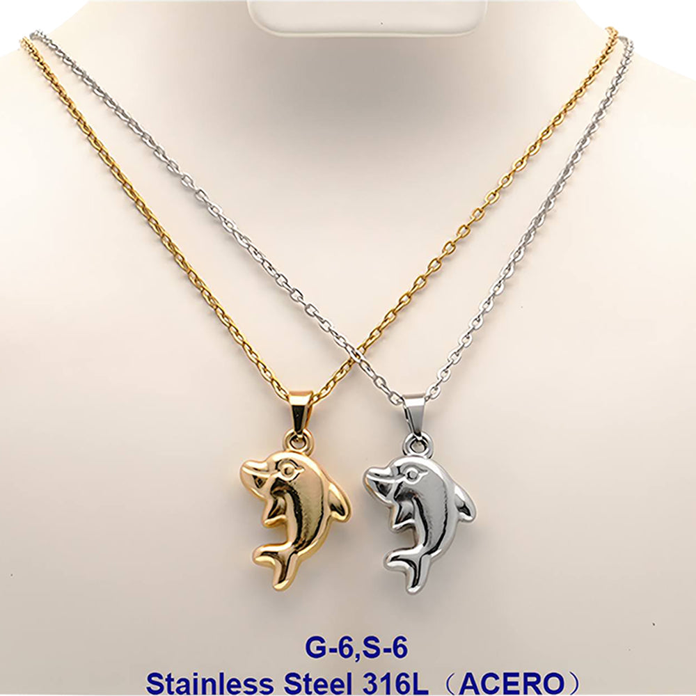Stainless Steel Dolphin Pendant Necklace