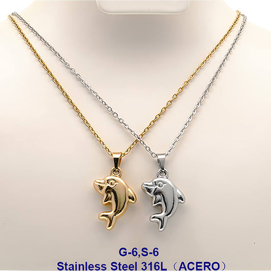 Stainless Steel Dolphin Pendant Necklace