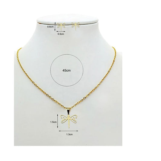 Stainless Steel Dragonfly Pendant Necklace