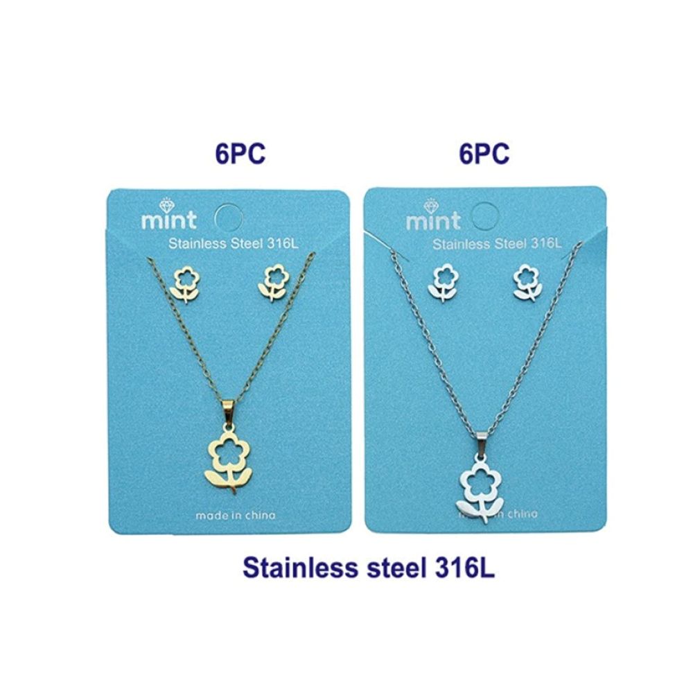 Stainless Steel Flower Cutout Pendant Necklace