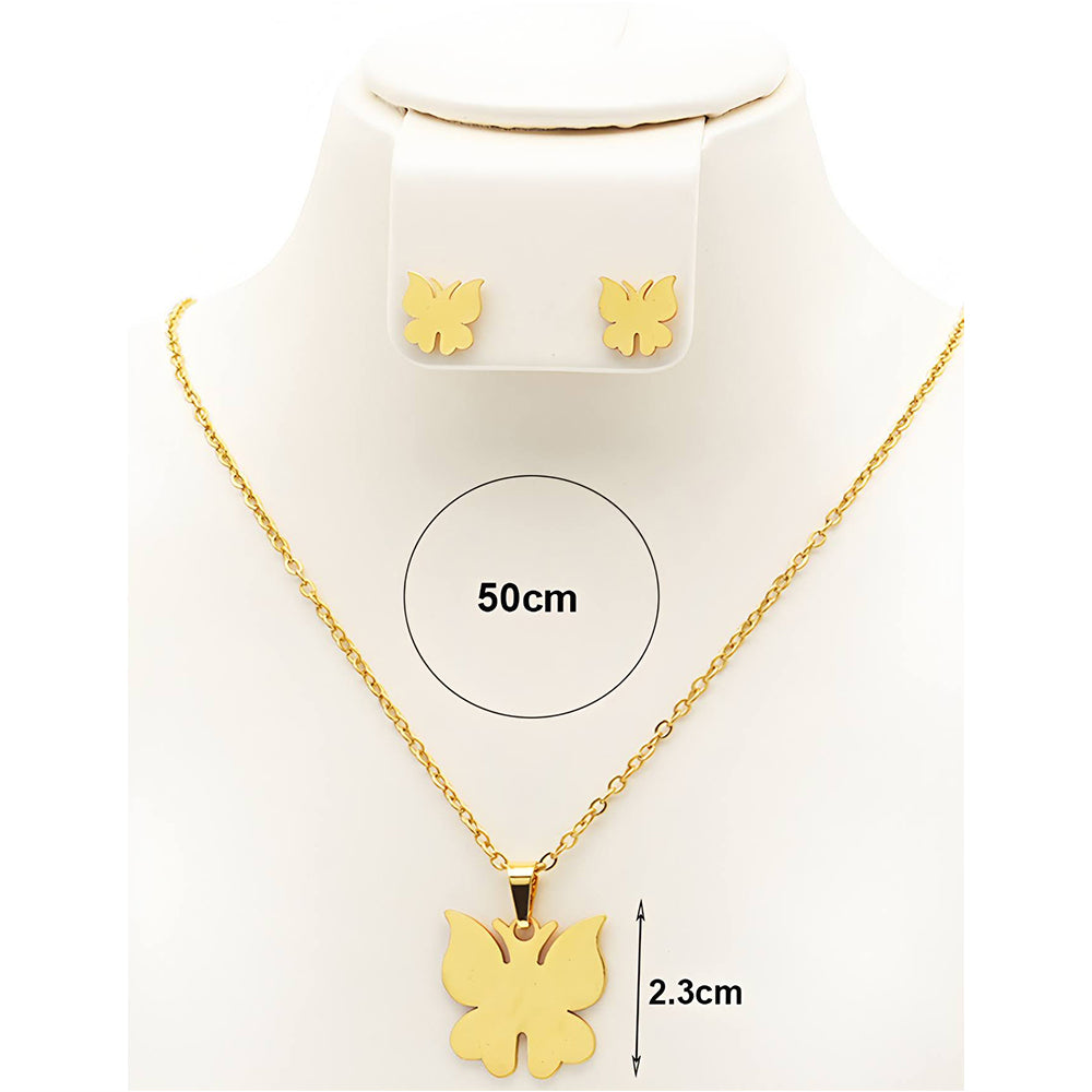 Stainless Steel Butterfly Pendant Necklace