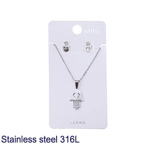 TN757 - Stainless Steel Hamsa Hand Necklace