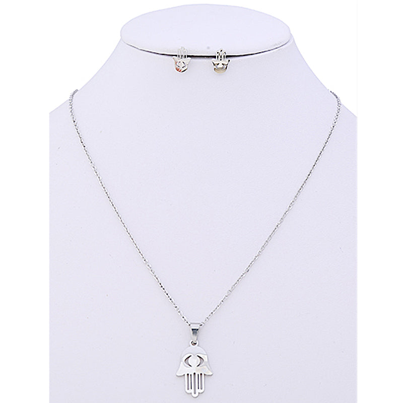 TN757 - Stainless Steel Hamsa Hand Necklace