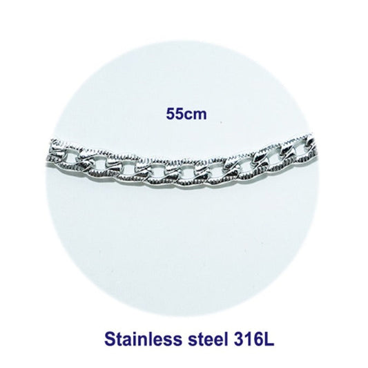 Stainless Steel Etched Curb Chain Necklace