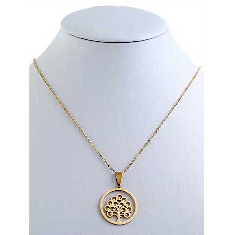 TN509G - Stainless Steel Tree Of Life Necklace