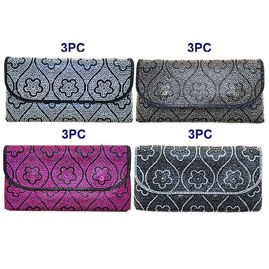 Rhinestone Studded Flower Evening Clutch