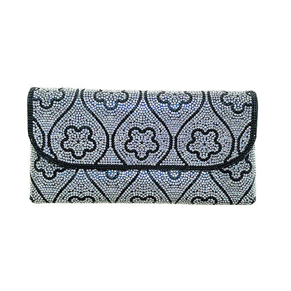 Rhinestone Studded Flower Evening Clutch