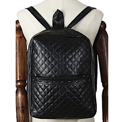 TP132BK - Black Leather Backpack