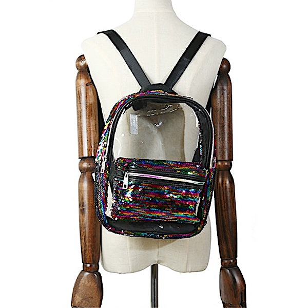 Sequin Clear Backpack BK
