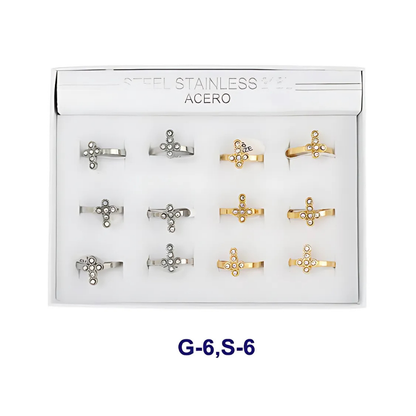 TR1564 - Stainless Steel Diamond Cross Ring