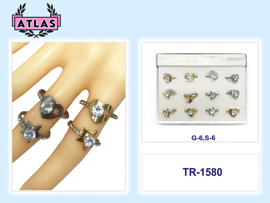 TR1580 - Stainless Steel Diamond Shapes Ring