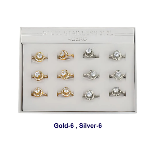 TR1812 - Stainless Steel Diamond Halo Ring