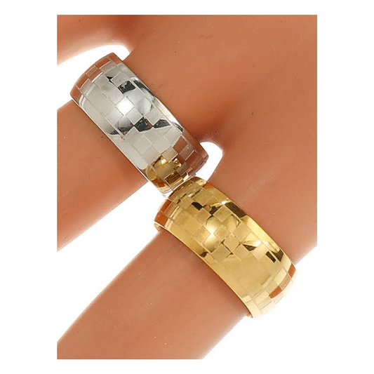 TR1833 - Stainless Steel Checkerboard Ring