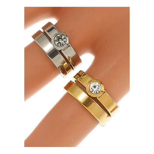TR1877 - Stainless Steel Diamond Ring