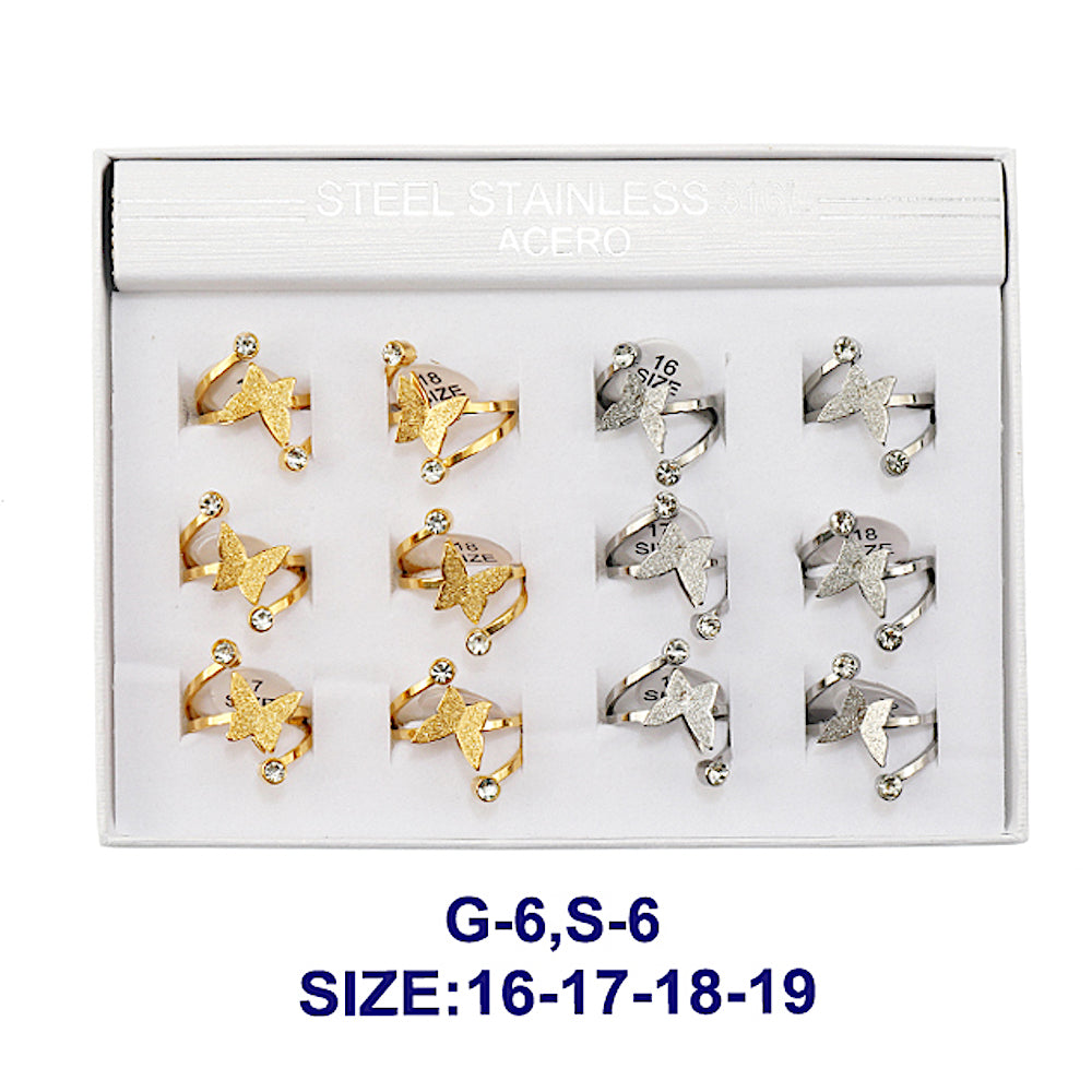 TR1901 - Stainless Steel Brushed Butterfly Ring