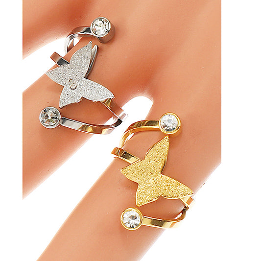 TR1901 - Stainless Steel Brushed Butterfly Ring