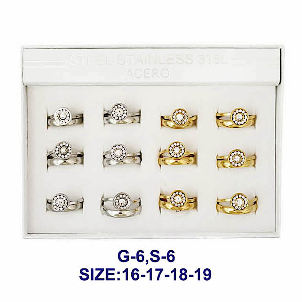 TR1906 - Stainless Steel Rhinestone Ring