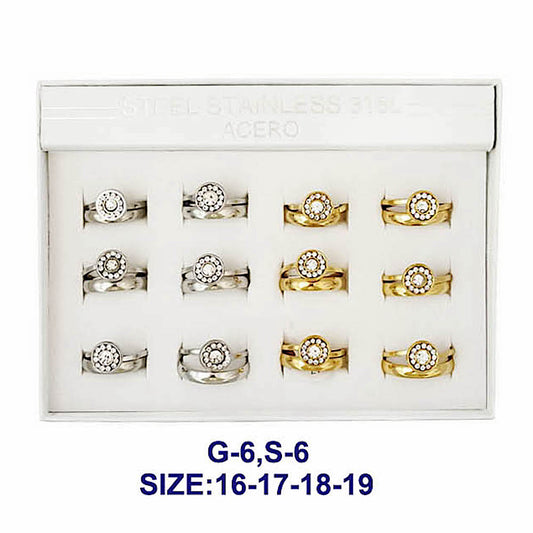 TR1906 - Stainless Steel Rhinestone Ring