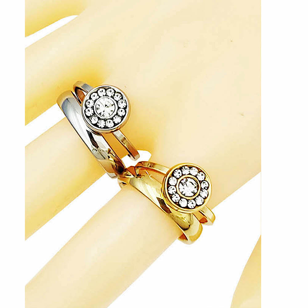 TR1906 - Stainless Steel Rhinestone Ring
