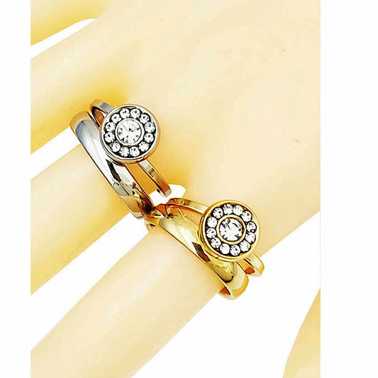 TR1906 - Stainless Steel Rhinestone Ring
