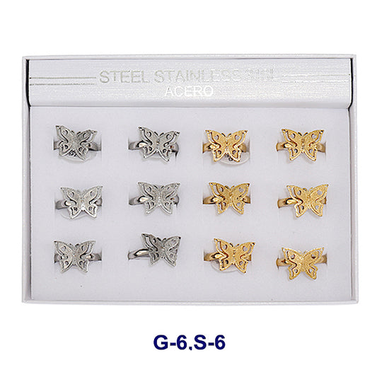TR1953 - Stainless Steel Sand Blasted Butterfly Ring