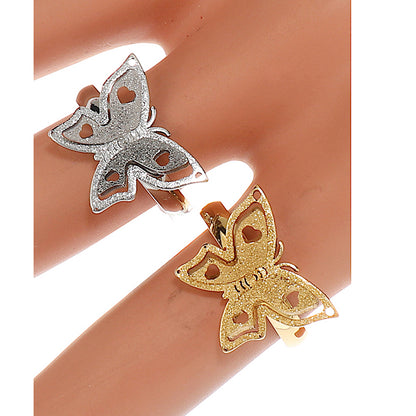 TR1953 - Stainless Steel Sand Blasted Butterfly Ring