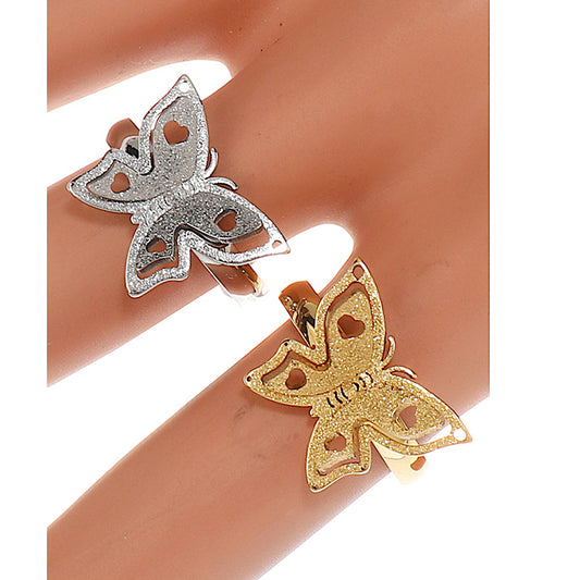 TR1953 - Stainless Steel Sand Blasted Butterfly Ring