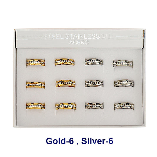 TR1963 - Stainless Steel Rhinestone Ring