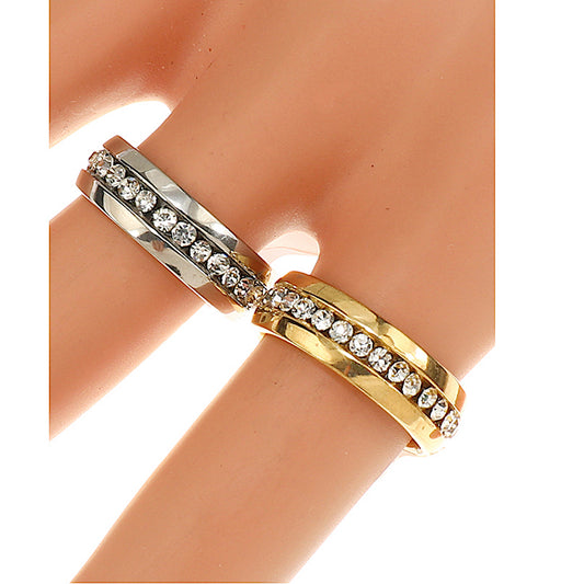 TR1963 - Stainless Steel Rhinestone Ring