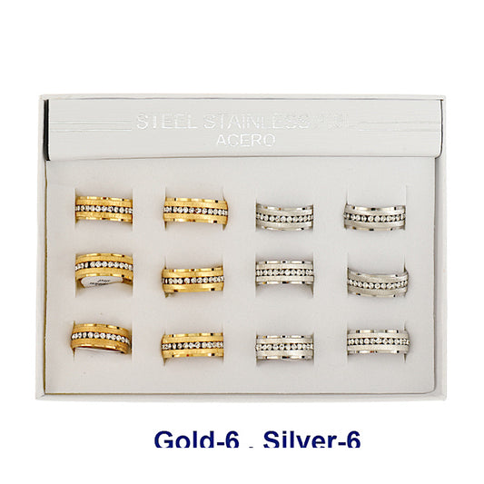 TR1964 - Stainless Steel Rhinestone Ring