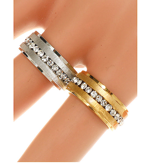 TR1964 - Stainless Steel Rhinestone Ring