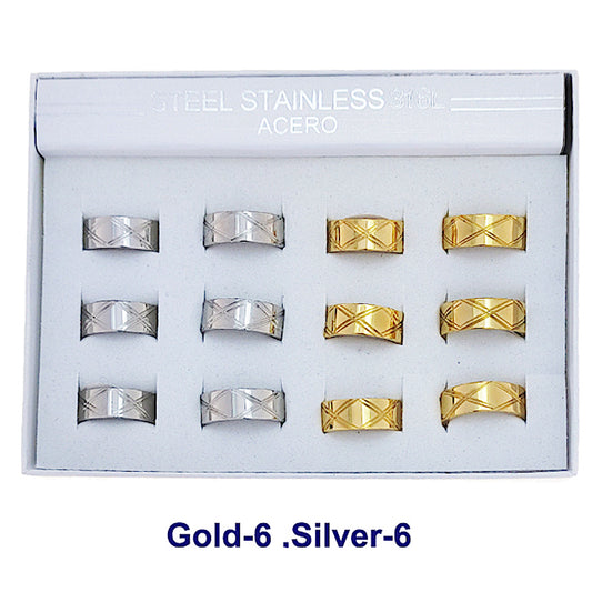 TR1974 - Stainless Steel Quilted Ring