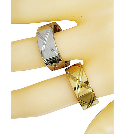 TR1974 - Stainless Steel Quilted Ring