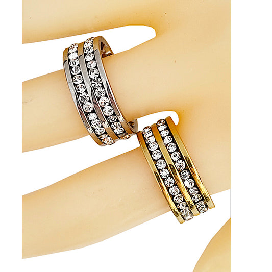 TR1977 - Stainless Steel Rhinestone Ring