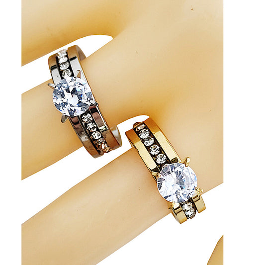 TR1978 - Stainless Steel Rhinestone Diamond Ring