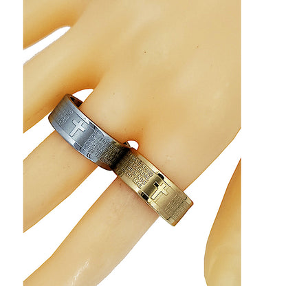 TR1980 - Stainless Steel Cross Prayer Ring