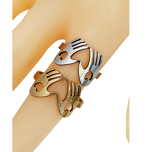 TR1990 - Stainless Steel Heart Hands Ring