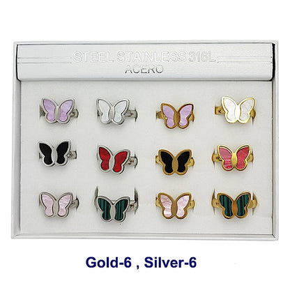 TR2012 - Stainless Steel Resin Butterfly Ring