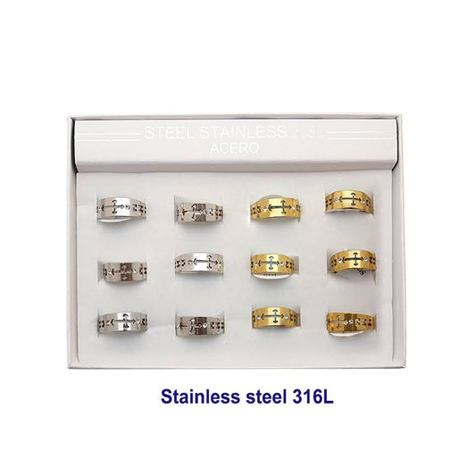 Stainless Steel Vintage Cross Cutout Ring