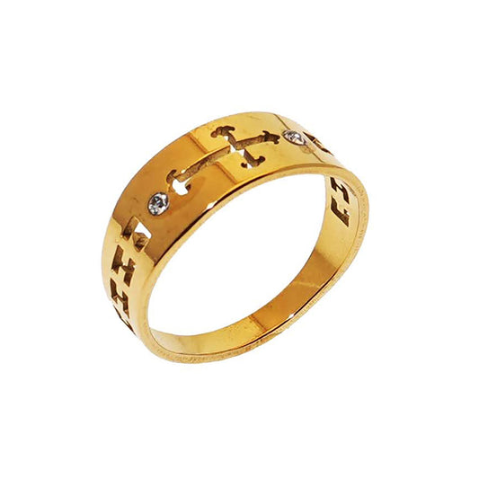 Stainless Steel Vintage Cross Cutout Ring