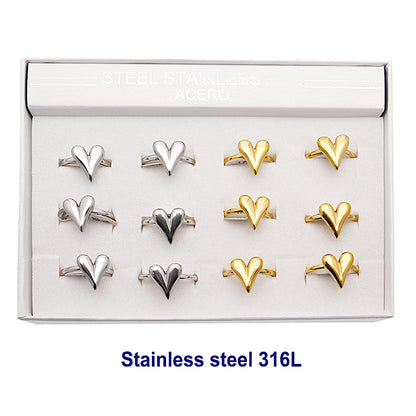 Stainless Steel Heart Ring