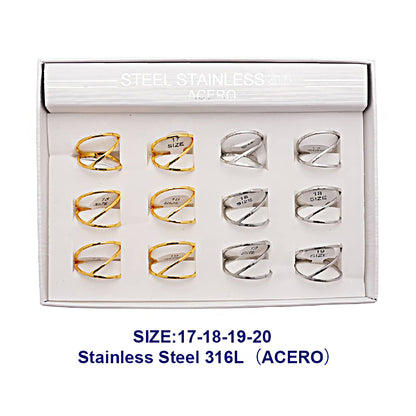 Stainless Steel Diagonal Line Ring