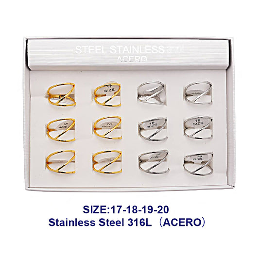 Stainless Steel Diagonal Line Ring