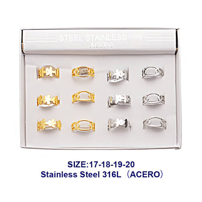 Stainless Steel Flower & Oval Ring
